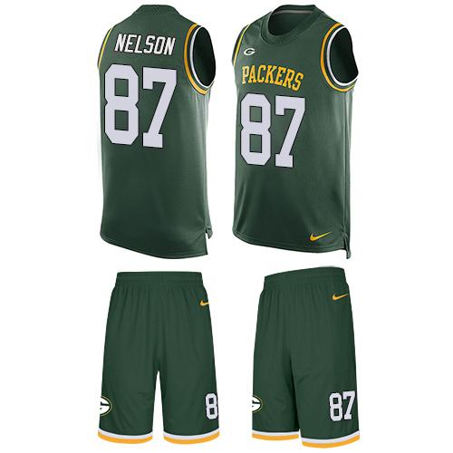Nike Packers #87 Jordy Nelson Green Team Color Men's Stitched NFL Limited Tank Top Suit Jersey - Click Image to Close